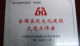 我院党委书记朱思刚荣获“全国医院文化建设先进工作者”称号